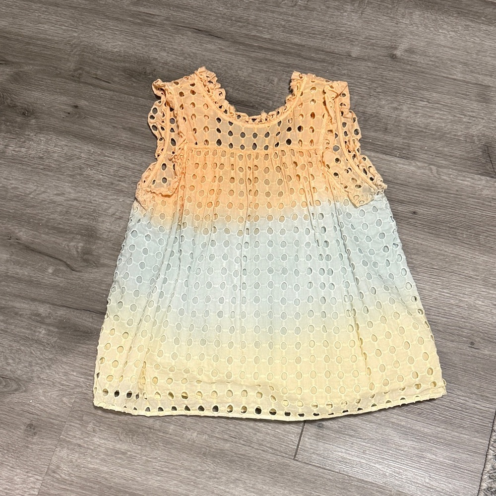 Elegant Eyelet Blouse in Peach and Cream